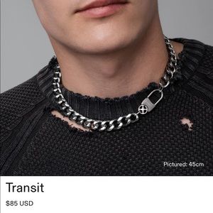 Brand New Vitaly “Transit” silver chain, 45 cmm stainless steel in box